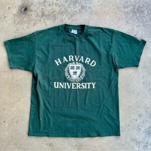 Harvard University Short Sleeve T-Shirt XL Champion Green